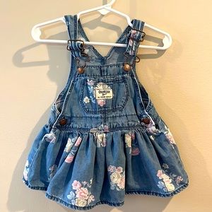 OshKosh Overall Denim Floral Dress 9 Month